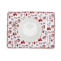 Two's Company - Placemat Set of 4 - Winter Toile w/ Pom Pom Trim