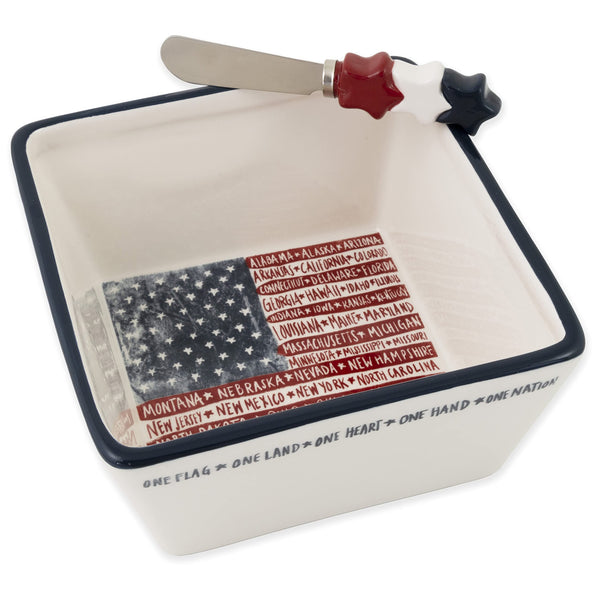 Boston International - 6" x 3" Bowl & Spreader - One Flag One Nation