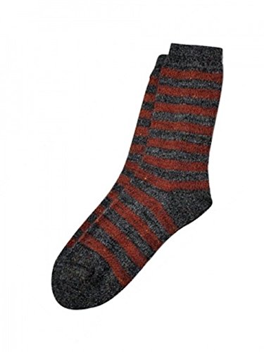 Tey-Art Melange Striped Alpaca Socks: Rust - Medium