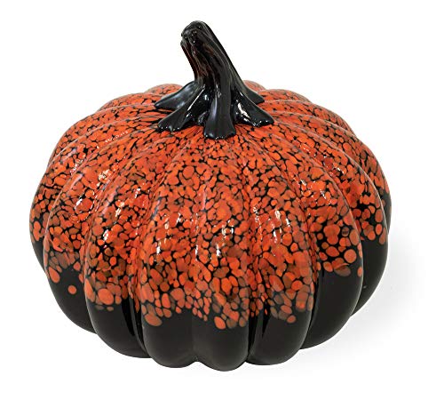 Boston International - Medium Glass Pumpkin - Black & Orange Speckled