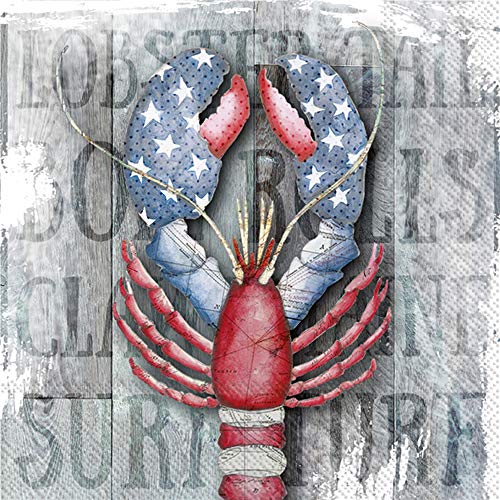Boston International - 3-Ply 5" Cocktail Napkins - Seaside Lobster