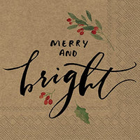 Boston International - 3-Ply 5" Cocktail Napkins - Merry & Bright - Green/Red