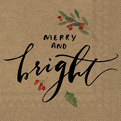 Boston International - 3-Ply 5" Cocktail Napkins - Merry & Bright - Green/Red