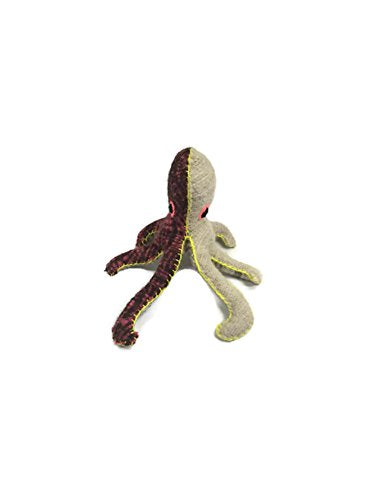 Twoolies - Stuffed Colorful Wool Animal - Octopus - Medium - 5" Long