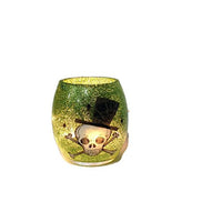 Stony Creek - Glitter Glass - 3" Lighted Green Vase - Skull