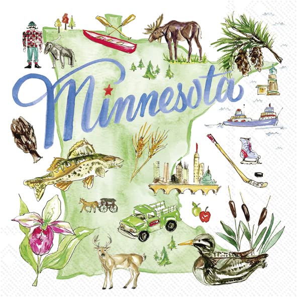 Boston International - 3-Ply 5" Cocktail Napkins - State Collection - Minnesota