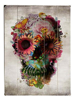 ArteHouse - 12" x 16" Plank Wood Sign - Floral Day of the Dead