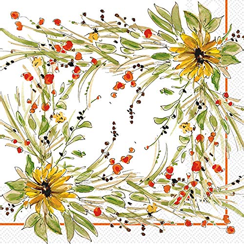 Boston International - 3-Ply 5" Cocktail Napkins - Sunflower Medley