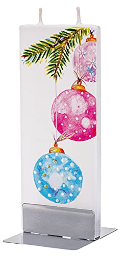 Flatyz - Twin Wick Flat Candle - Pink & Blue Hanging Christmas Ornaments