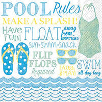 Boston International - 3-Ply 5" Cocktail Napkins - Pool Rules