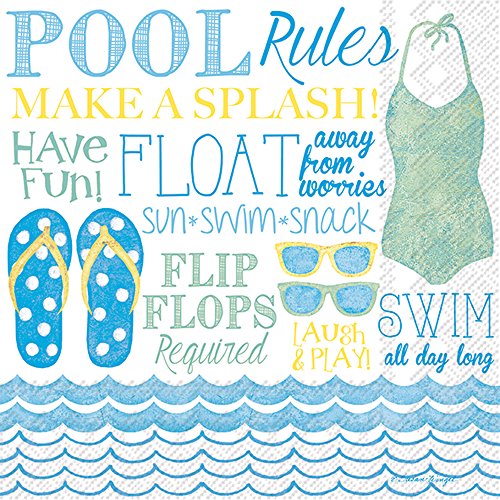 Boston International - 3-Ply 5" Cocktail Napkins - Pool Rules