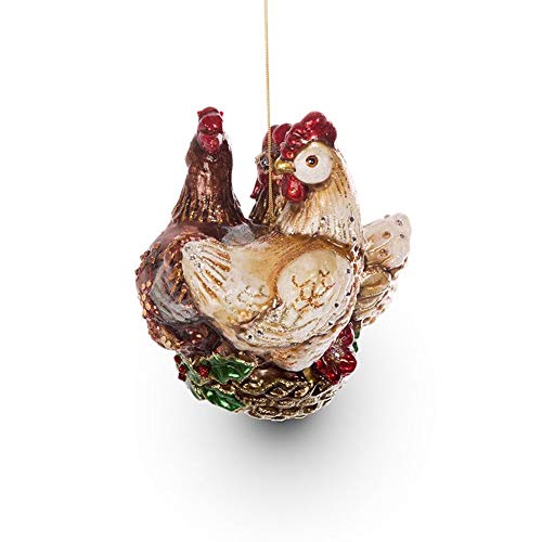 Jay Strongwater - Glass Holiday Ornament - Three French Hens
