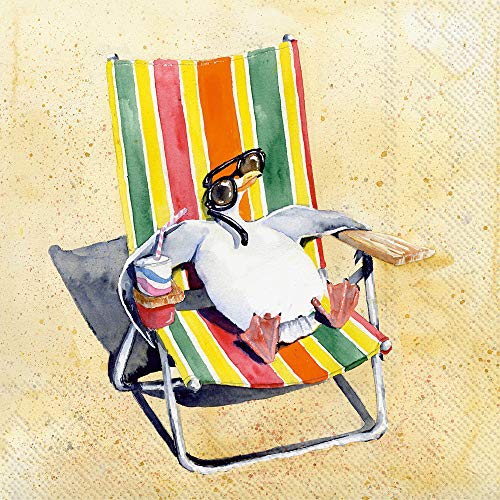 Boston International - 3-Ply 5" Cocktail Napkins - Funny Seagulls Sun