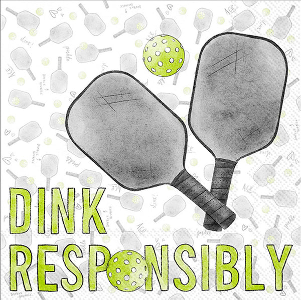 Boston International - 3-Ply 5" Cocktail Napkins - Dink Responsibly / Pickelball