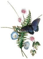 Bovano - Wall Sculpture - Red Spotted Butterfly w/ Fern & Morning Glory