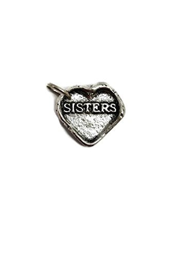 Wax Insignia - Seal Heart Charm - Silver Plated - "Sisters"