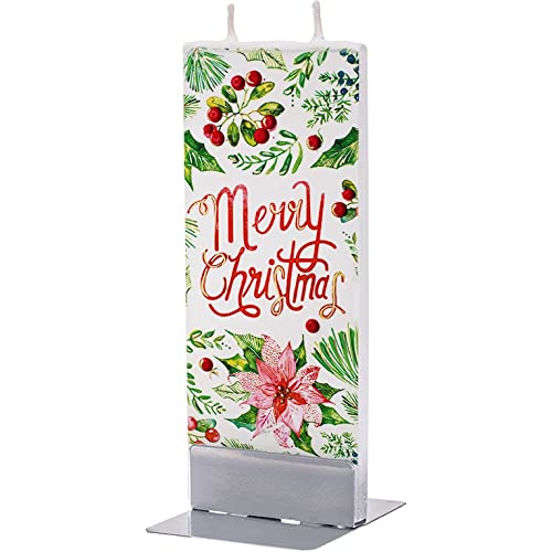 Flatyz - Twin Wick Flat Candle - Merry Christmas w/ Poinsettias