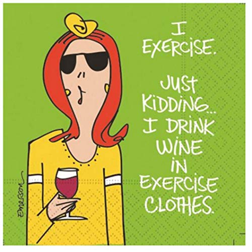GC -  Design Beverage Napkin - Drink Wine in Exercise Clothes