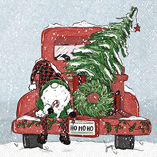 Boston International - 3-Ply 5" Cocktail Napkins - Ho Ho Gnome