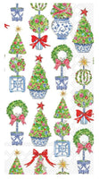 Boston International - Paper Guest Towel - Bright Topiary Trees