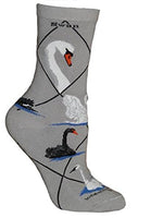 Wheel House Designs - Swan On Grey Socks - 9-11