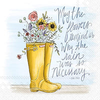 Boston International - 3-Ply 5" Cocktail Napkins - No Rain No Flowers