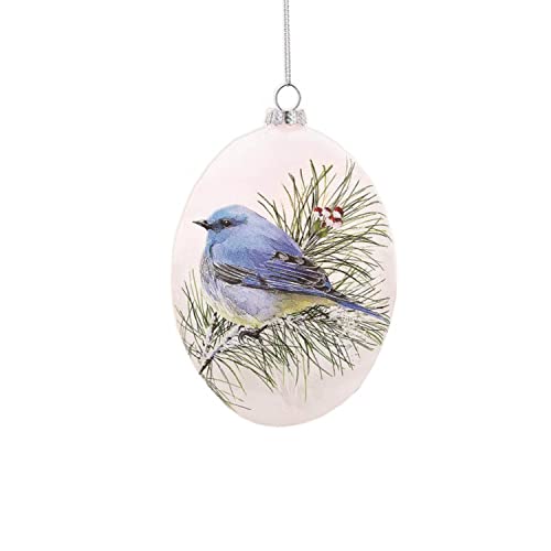 Stony Creek - 5" Glass Ornament - Winter Bluebird - Left Facing
