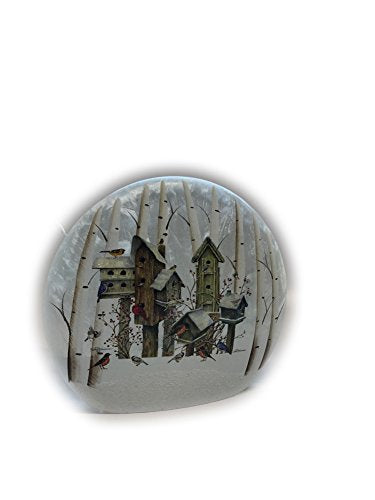 Stony Creek - Frosted Glass - 10" Round Lighted - Snowy Birdhouses