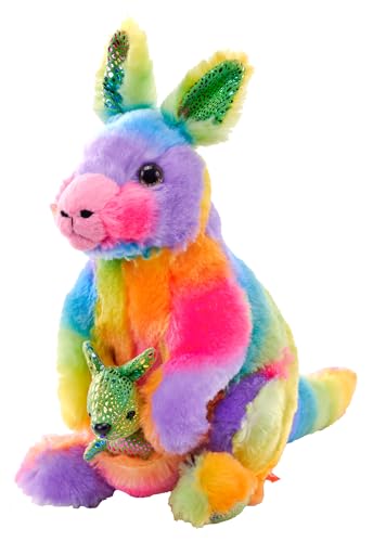 Wild Republic Rainbowkins Kangaroo, Stuffed Animal, 12 Inches, Plush Toy, Fill is Spun Recycled Water Bottles