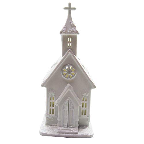 5.75 Inch White Colored Patterned Church Plug-In Night Lamp