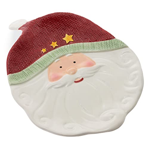 Boston International - Shaped Ceramic Serving Plate - Jolly Santa