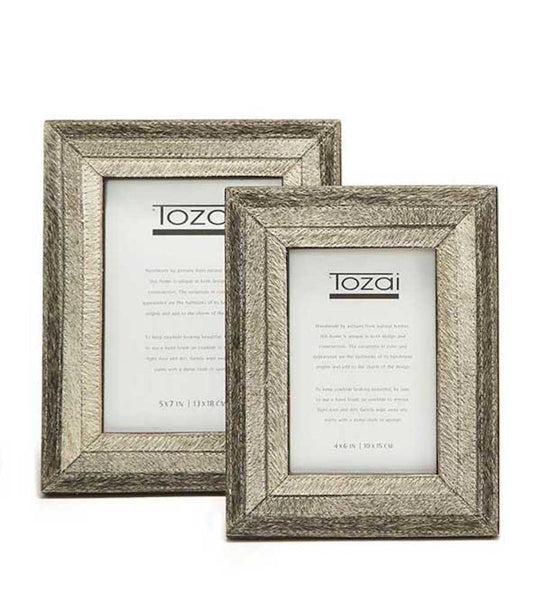 Tozai Home - 4x6 & 5x7 Cowhide Frame Set - Grey Straight