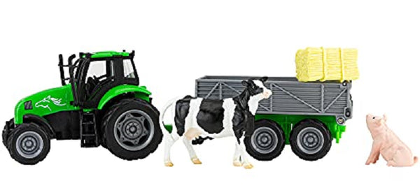Breyer - Farm Tractor & Tag-a-Long Wagon w/ Cow & Pig Playset