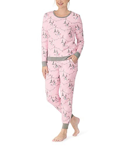 BedHead Pajamas - Long Sleeve Pullover Crew Joggers Set - Christmas in Paris - MD (US 8-10)