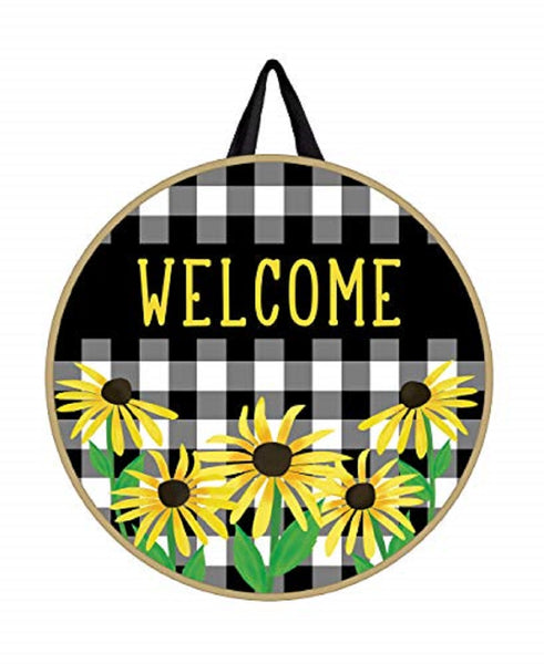 Studio M - Door Decor - Checks & Yellow Daisy