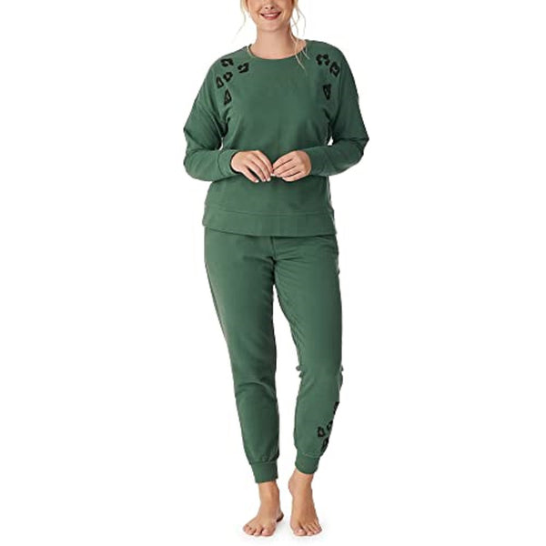 BedHead Pajamas - French Terry Lounge Set - Emerald Leopard - Medium
