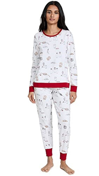 BedHead Pajamas - Long Sleeve Pullover Crew Joggers Set - Milk and Cookies - M