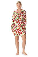 BedHead Pajamas - Long Sleeve Stretch Jersey Sleepshirt - Red Camellia - X-Small