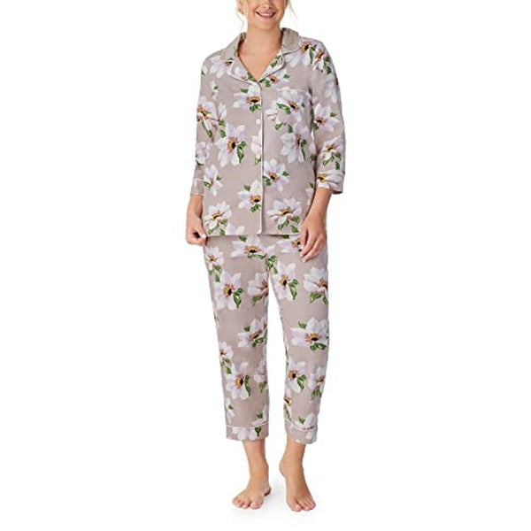 Bedhead - 3/4 Sleeve Classic Flannel Cropped PJ Set - Winter Magnolia - Small