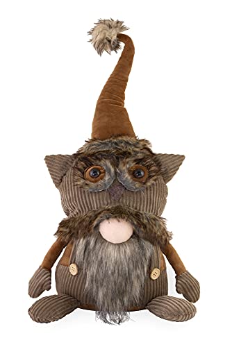 Boston International - 20" Fabric Gnome Figurine- Wes the Wise One w/ Owl Hat