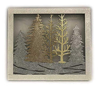 Stony Creek - Laser Cut - 16" Wall Plaque Lighted - Silver Trees