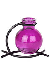 Couronne - 3.5" Casablanca Glass Vase & Metal Stand - Fuchsia