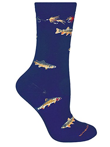 Trout Navy Cotton Ladies Socks