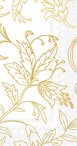Boston International - Paper Guest Towel - Golden Flower White Gold