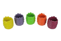 Napco - Set of 5 Multi Color Ceramic Pottery Vases Small Garden Flower Pot Art Decor