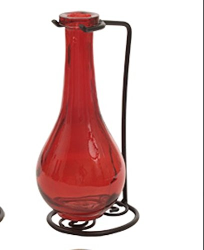 Couronne - 8" Drop Glass Vase With Stand - Red