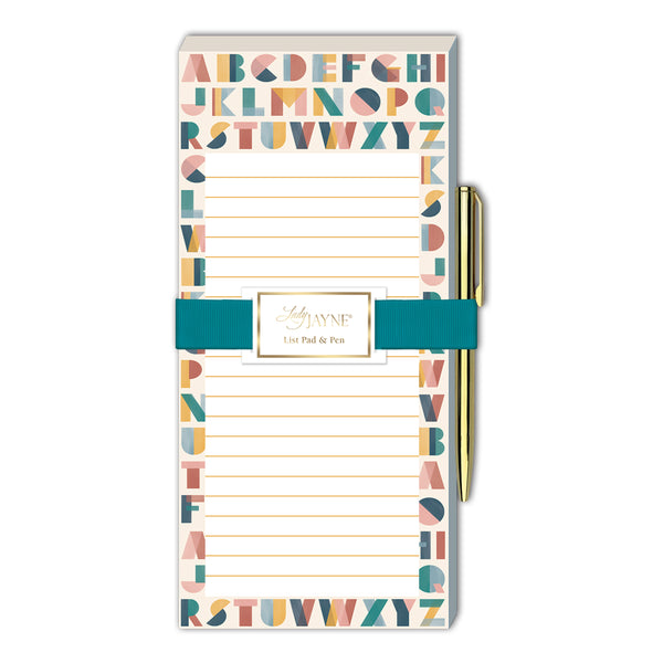 Lady Jayne - Magnetic List Pad w/ Gold Pen - Modern Teacher Alphabet