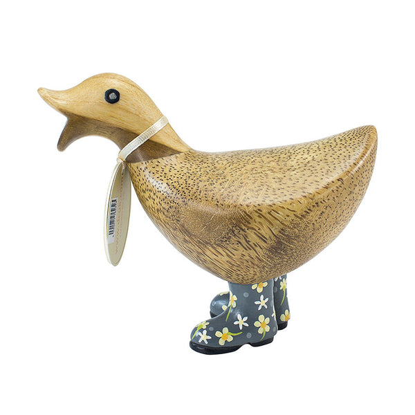 DCUK, The Duck Company - Natural Welly Ducky - Grey Floral Boots - Small