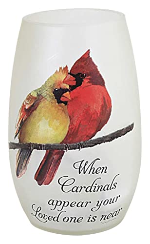 Stony Creek - Frosted Glass - 5" Lighted Vase - When Cardinals Appear