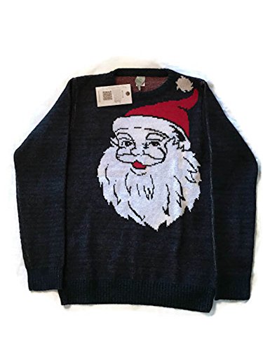 Green 3 - Crew Neck Sweater - Holiday Santa - Medium